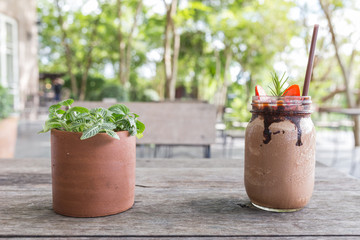 Chocolate Frappe on the table.