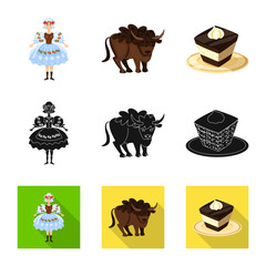 Obraz premium Isolated object of traditional and tour logo. Set of traditional and landmarks vector icon for stock.
