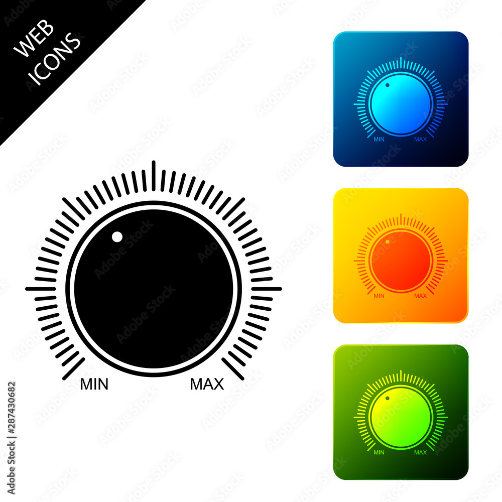 Poster dial knob level technology settings icon isolated. volume button, sound control, music knob with num