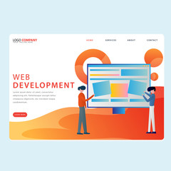 Set of Development Landing pages template for development, mobile, shop and marketing. Modern flat design concept. Web page design for website and mobile website. Flat vector illustration. Easy edit.