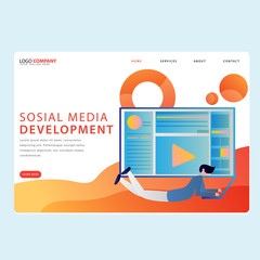 Set of Development Landing pages template for development, mobile, shop and marketing. Modern flat design concept. Web page design for website and mobile website. Flat vector illustration. Easy edit.