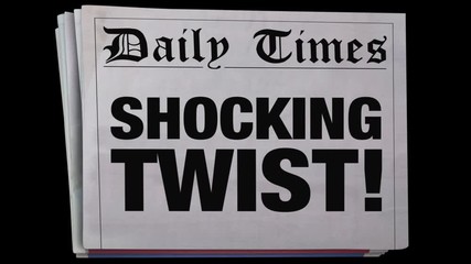 Shocking Twist Surprising Newspaper Headline Spinning 3d Animation