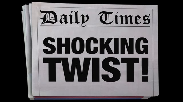 Shocking Twist Surprising Newspaper Headline Spinning 3d Animation