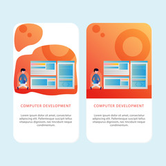 Set of Development Mobile pages template for development, mobile, shop and marketing. Modern flat design concept. Web page design for website and mobile website. Flat vector illustration. Easy edit.