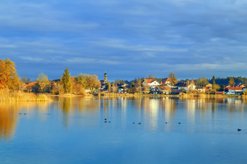 Fototapeta na wymiar Houses by the lake, Germany