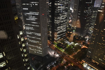 Fototapeta na wymiar Tokyo Japan skylines and skyscrapers buildings, aerial view, around Shinjuku ward. Asia.