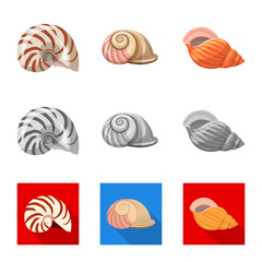 Vector illustration of animal and decoration sign. Set of animal and ocean vector icon for stock.