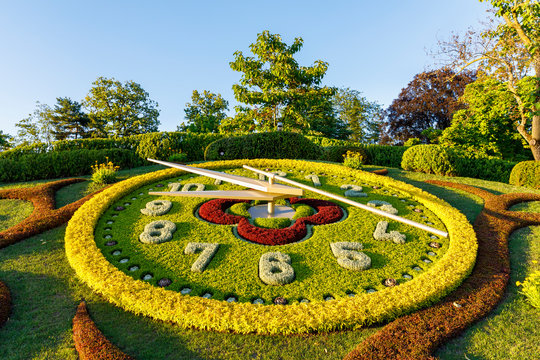 Outdoor flower clock in Geneva, Switzerland