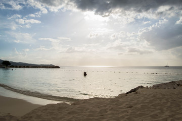 Sun shining over the ocean