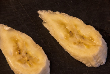 banana slices, closeup