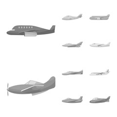 Vector design of aviation and airline sign. Set of aviation and airways vector icon for stock.