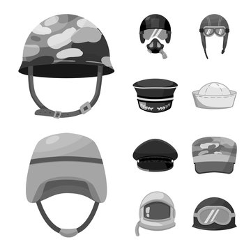Isolated object of headgear and modern symbol. Set of headgear and clothing stock vector illustration.