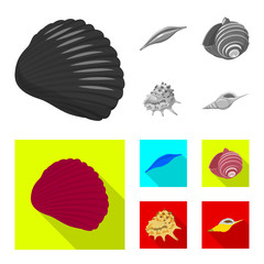 Vector design of animal and decoration sign. Set of animal and ocean stock vector illustration.