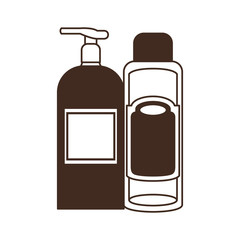 silhouette of pet grooming containers on white background