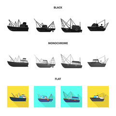 Vector design of transport and industrial sign. Set of transport and yacht stock symbol for web.