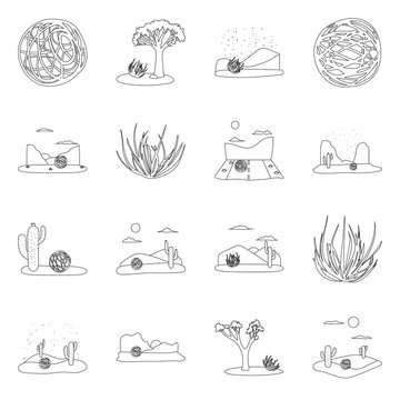 Isolated object of wilderness and texas icon. Set of wilderness and pasture vector icon for stock.