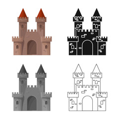 Isolated object of castle and fortress icon. Collection of castle and house stock vector illustration.