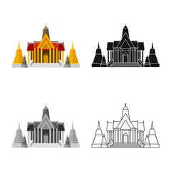 Naklejka premium Isolated object of mahal and heritage logo. Set of mahal and monument stock symbol for web.