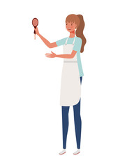 young woman with dog in pet groomer