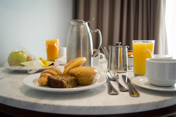 Table served with continental breakfast
