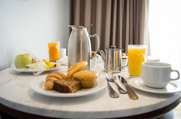 Table served with continental breakfast