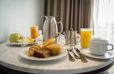 Table served with continental breakfast