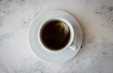Top view of a cup of tea
