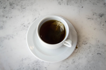 Top view of a cup of tea
