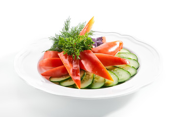 Assorted Fresh Vegetables with Sweet Bell Peppers and Greens