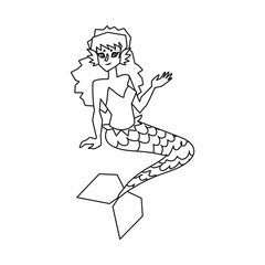 Isolated object of mermaid and girl icon. Set of mermaid and fantasy stock vector illustration.