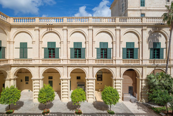 Fototapeta na wymiar Courtyard of the Grand Master's Palace. Located in Valletta, Malta. 13 March 2018