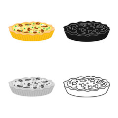 Isolated object of pie and mushroom symbol. Set of pie and baked vector icon for stock.