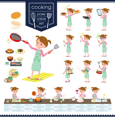 flat type Pink clothing girl_cooking