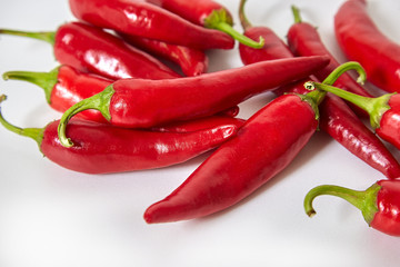Red chili or chilli cayenne pepper on white background