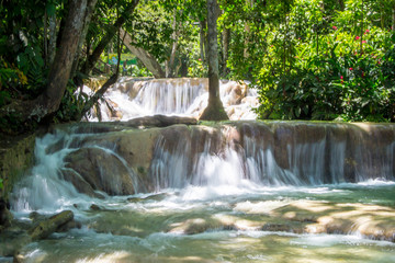 River falls flowing over limestone