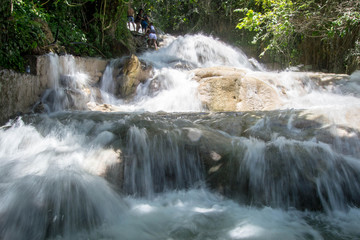 River falls flowing over limestone