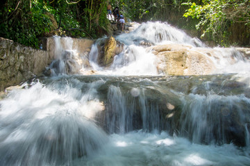 River falls flowing over limestone