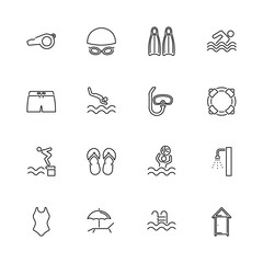 Water Pool - Flat Vector Icons