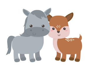 Obraz na płótnie Canvas Donkey and deer cartoon vector design