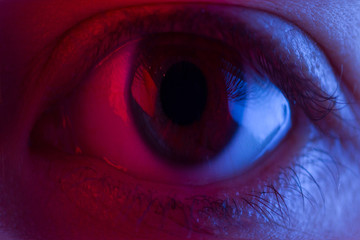 Scared eye in red light