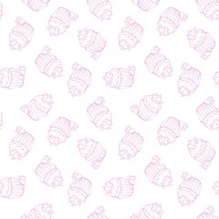 Pattern with blueberry Muffin in kawaii style. Coloring page with cute cupcake, cream, blueberry. Coloring book for adults and children