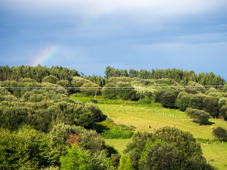 rainbow on a cloudy day in the small village of San Roman del Valle (O Vicedo - Lugo - Spain)