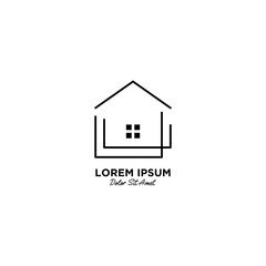 House / Home logo vector icon illustration line outline monoline