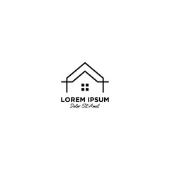 House / Home logo vector icon illustration line outline monoline