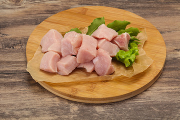 Raw fresh pork meat cube