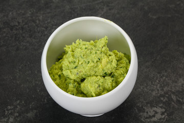 Avocado guacamole sauce with chili pepper