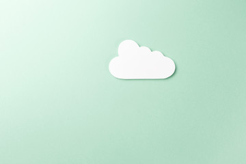 Cloud technology concept. Minimalistic cloud on mint background. Concept AI(Artificial Intelligence). Neural networks, machine and deep learning, and another modern technologies concepts
