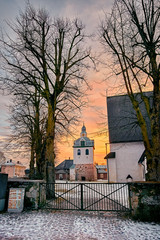 Old historic Porvoo, Finland. Medieval stone and brick Porvoo Cathedral at blue hour sunrise - 287441830