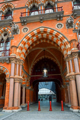 Victorian gates of St. Pancras station in London, UK - 287442278