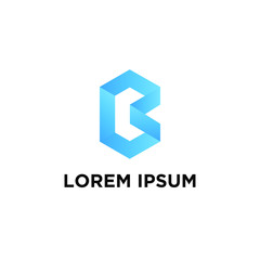 Initial uppercase letter B modern logo design template